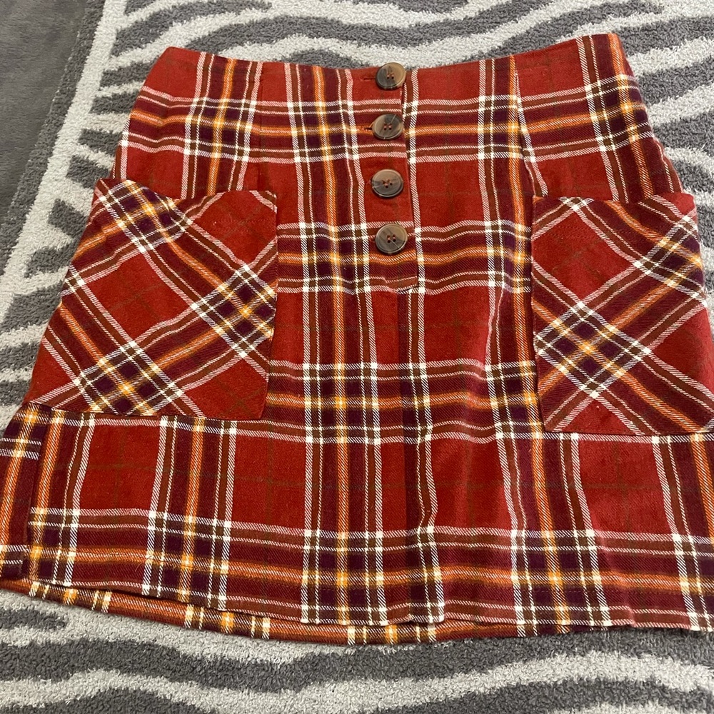 Plaid button up skirt
